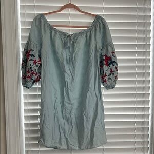 Aeropostale Light Blue Off-Shoulder Dress